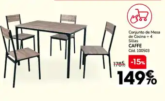 Conforama CAFFE Conjunto de Mesa de Cocina + 4 Sillas oferta