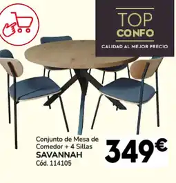 Conforama SAVANNAH Conjunto de Mesa de Comedor + 4 Sillas oferta