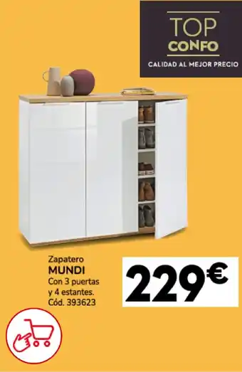 Conforama Zapatero mundi con 3 puertas y 4 estantes. oferta