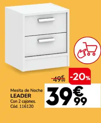 Conforama Mesita de noche leader con 2 cajones. oferta