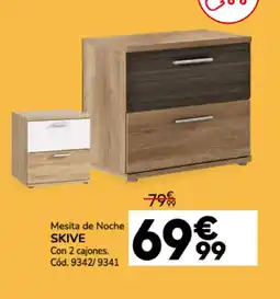 Conforama Mesita de noche skive con 2 cajones. oferta
