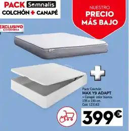 Conforama Pack colchón max y9 adapt + canapé color blanco. oferta