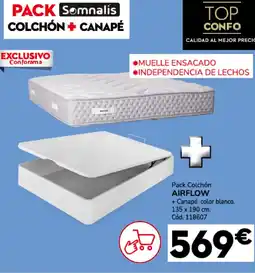 Conforama Pack colchón airflow + canapé color blanco. oferta