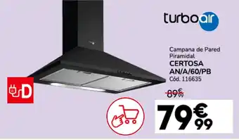 Conforama TURBOAIR Campana de pared piramidal certosa an/a/60/pb oferta