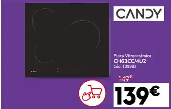 Conforama CANDY Placa Vitrocerámica CH63CC/4U2 oferta