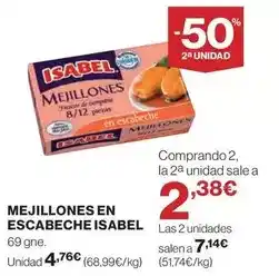 El Corte Inglés Isabel - mejillones en escabeche oferta
