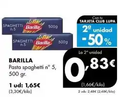 Supermercados Lupa Barilla - pasta spaghetti nº 5 oferta