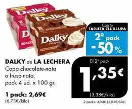 Supermercados Lupa Dalky de la lechera - copa chocolate-nata o fresa-nata oferta