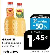 Supermercados Lupa Granini - néctar de piña o melocoton oferta