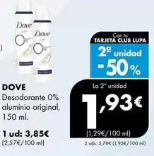 Supermercados Lupa Dove - desodorante 0% aluminio original oferta