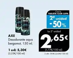 Supermercados Lupa Axe - desodorante aqua bergamot oferta