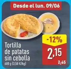 ALDI Tortilla de patatas sin cebolla oferta