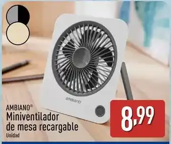 ALDI Ambiano - miniventilador de mesa recargable oferta
