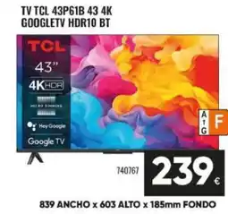 Family Cash TCL Tv 43p61b 43 4k googletv hdr10 bt oferta