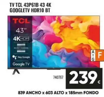 Family Cash TCL Tv 43p61b 43 4k googletv hdr10 bt oferta