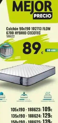 Family Cash Colchón 90x190 102713 flow 6700 hybrid cecotec 188622 oferta