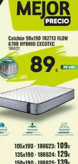 Family Cash Colchón 90x190 102713 flow 6700 hybrid cecotec 188622 oferta