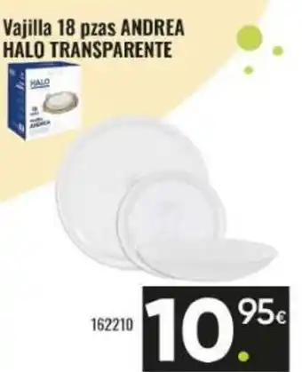 Family Cash HALO Vajilla 18 pzas andrea transparente oferta