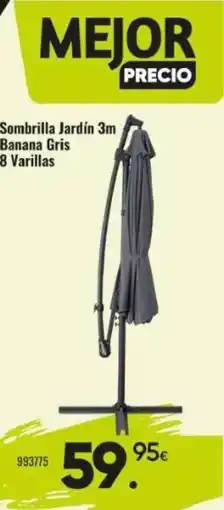 Family Cash Sombrilla Jardín 3m Banana Gris 8 Varillas oferta