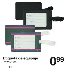 Zeeman Etiqueta de equipaje 10.9 x 7.4 cm oferta
