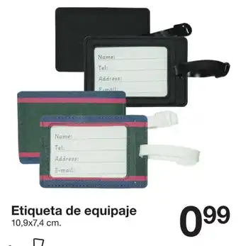 Zeeman Etiqueta de equipaje 10.9 x 7.4 cm oferta
