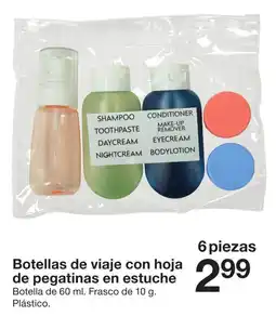 Zeeman Botellas de viaje con hoja de pegatinas en estuche oferta