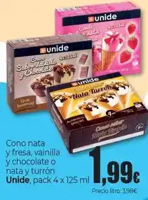 Unide Market Unide - cono nata y fresa/ vainilla y chocolate o nata y turron oferta