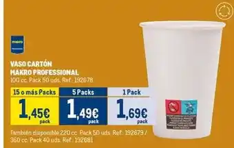 Makro Makro - vaso cartón oferta
