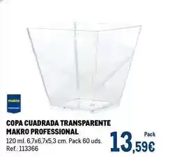 Makro Makro - copa cuadrada transparente oferta