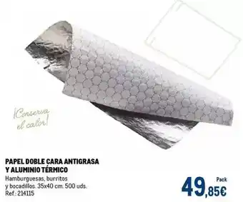 Makro Papel doble cara antigrasa y aluminio termico oferta
