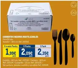 Makro Betik - cubiertos negros reutilizables oferta