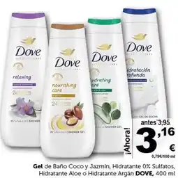 Masymas Dove - gel de bano coco y jazmin oferta