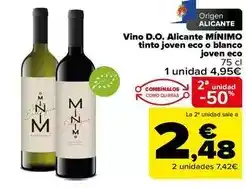 Carrefour Origen - vino d.o. alicante tinto joven eco o blanco joven eco oferta