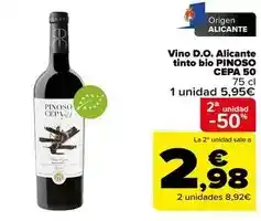 Carrefour Origen - vino d.o. alicante tinto bio oferta