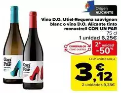Carrefour Origen - vino d.o. utiel-requena sauvignon blanc o vino d.o. alicante tinto monastrell oferta