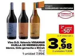 Carrefour Origen - vino d.o. valencia vegamar blanco, tinto gamacha o shirah oferta