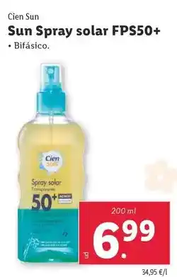 Lidl Cien sun - sun spray solar fps50+ oferta