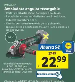 Lidl Parkside - amoladora angular recargable oferta