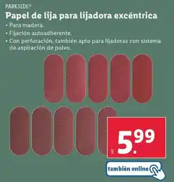 Lidl Parkside - papel de lija para lijadora excéntrica oferta