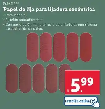 Lidl Parkside - papel de lija para lijadora excéntrica oferta