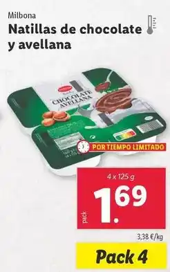 Lidl Milbona - natillas de chocolate y avellana oferta