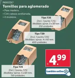 Lidl Parkside - tornillos para aglomerado oferta