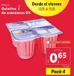 Lidl Milbona - gelatina de arándanos 0% oferta