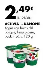 Supermercados Lupa Activia de danone - yogr con frutos del bosque, fresa o pera oferta