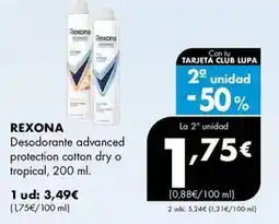 Supermercados Lupa Rexona - desodorante advanced protection cotton dry o tropical oferta