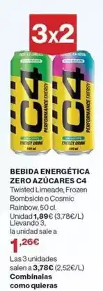 El Corte Inglés Energy - bebida energetica zero azucares c4 oferta