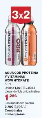 El Corte Inglés Wow - agua con proteina y vitaminas oferta