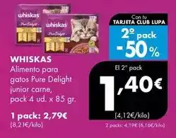 Supermercados Lupa Whiskas - alimento para gatos pure delight junior carne oferta