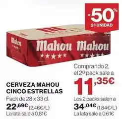 El Corte Inglés Mahou - cerveza cinco estrellas oferta