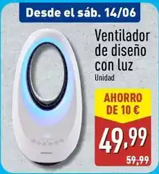 ALDI Ventilador de diseno con luz oferta